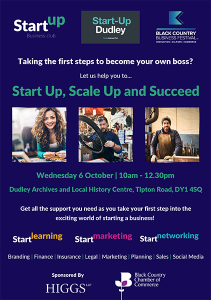 Poster for the Black Country Business Festival Start Up event