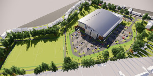 Aerial shot of proposed aquatics centre_Sandwell