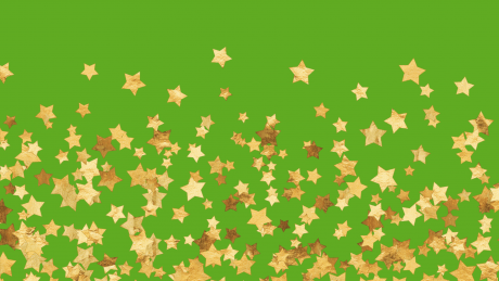 An abstract image of gold stars against a bright green background