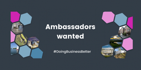 A Sandwell Business Ambassadors poster with the text "Ambassadors wanted".