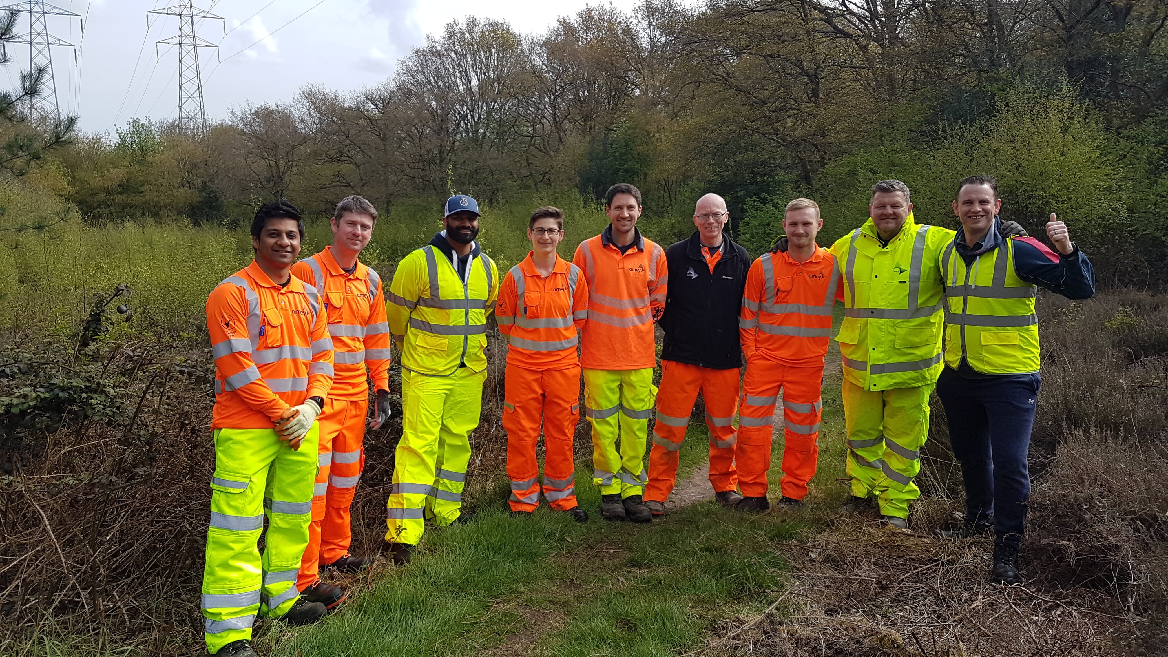 The team from Amey Consulting and Sandwell Council in high vis wear in Sandwell Valley