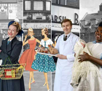 Black Country Living Museum montage showing people from the 1940s, 50s and 60s