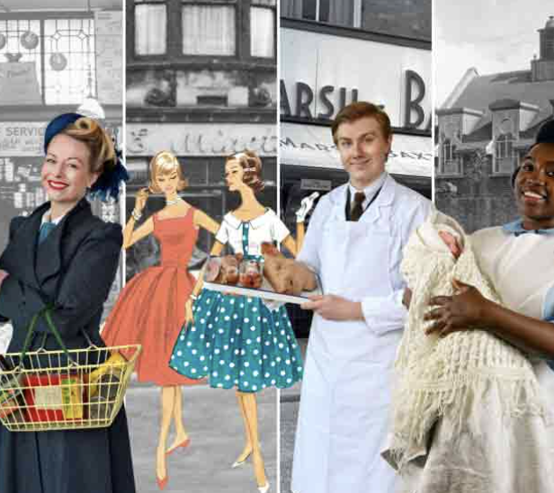 Black Country Living Museum montage showing people from the 1940s, 50s and 60s