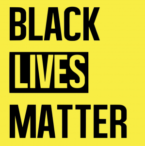 Black Lives Matter logo in black and yellow