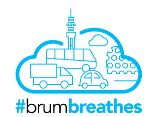 Birmingham's Clean Air Zone logo with the hashtag Brum Breathes underneath