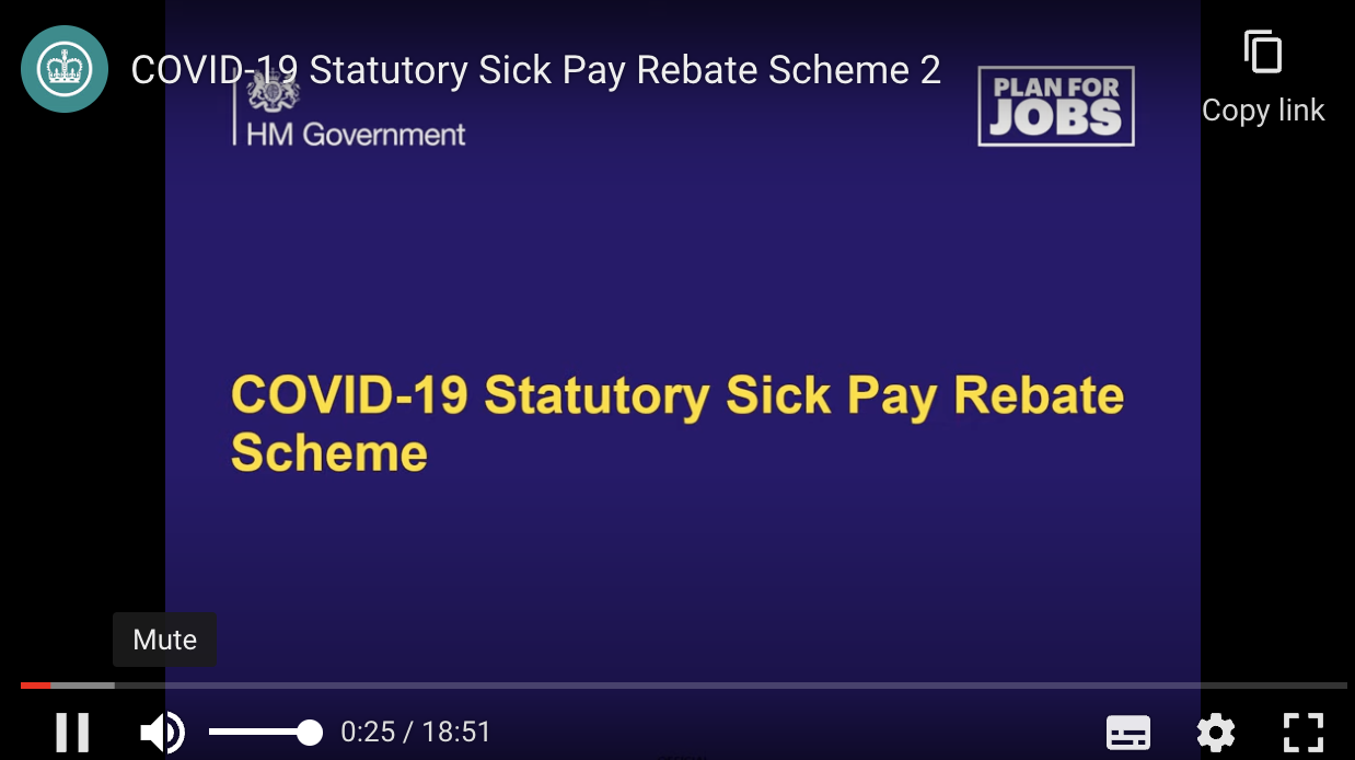 Screenshot of a video on Covid-19 Statutory Sick Pay Rebate
