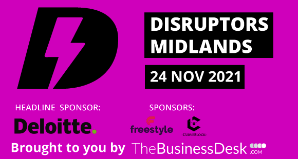 Disruptors Midlands flyer with date, time and sponsor information