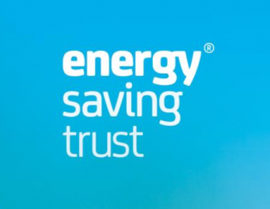 Energy Saving Trust logo on blue background