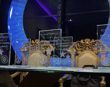 FIYA Awards trophies on a table