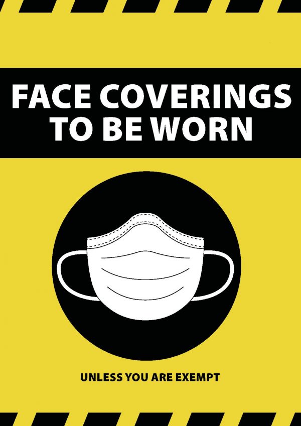 Face coverings to be worn sign