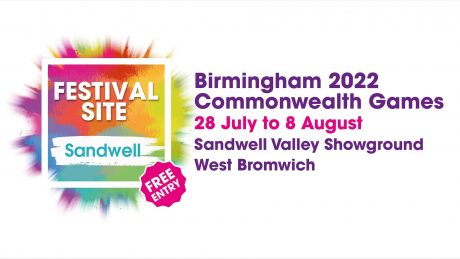 Festival Site Sandwell logo, Birmingham 2022 Commonwealth Games, 28 July to 8 August, Sandwell Valley Showground, West Bromwich