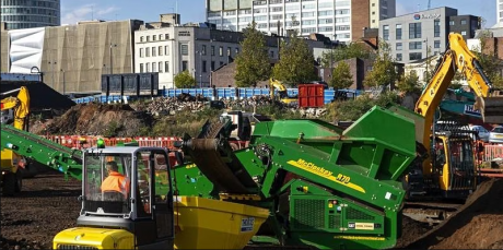 Green McCloskey diggers prepare land for HS2 in Birmingham