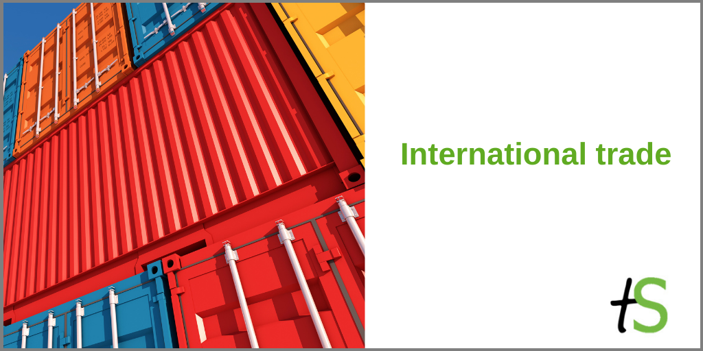 International trade banner with Think Sandwell logo and colourful shipping containers