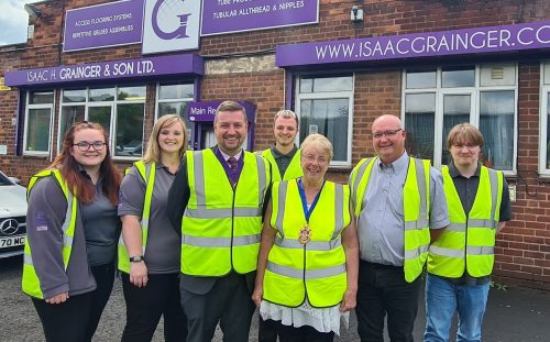 Mayors of Sandwell and Dudley with staff at Isaac H Grainger