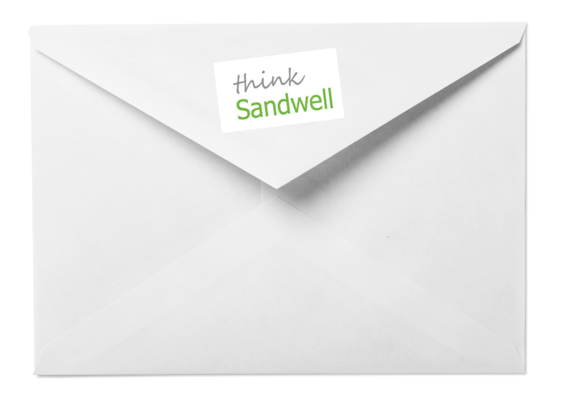 Envelope with Think Sandwell sticker on the back