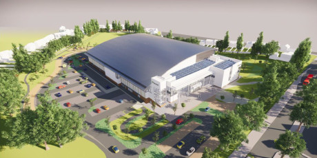 A computer generated artist's impression of the proposed Sandwell Aquatics Centre