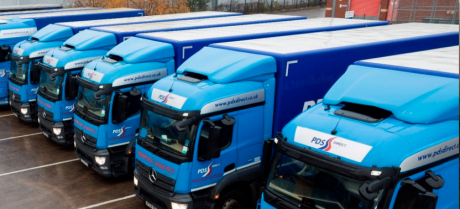 PDS Direct fleet of blue lorries