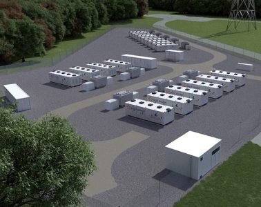 A computer image of a battery storage superhub