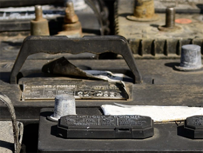 A close up of some old batteries