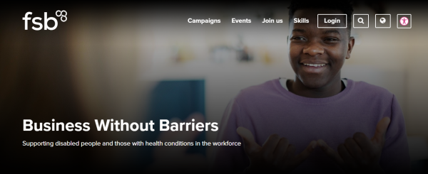 Screenshot from the Business Without Barriers hub homepage