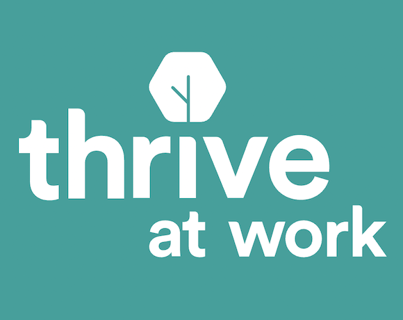 Thrive at Work logo, white text on a green background