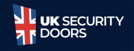 UK Security Doors logo with a Union Jack flag