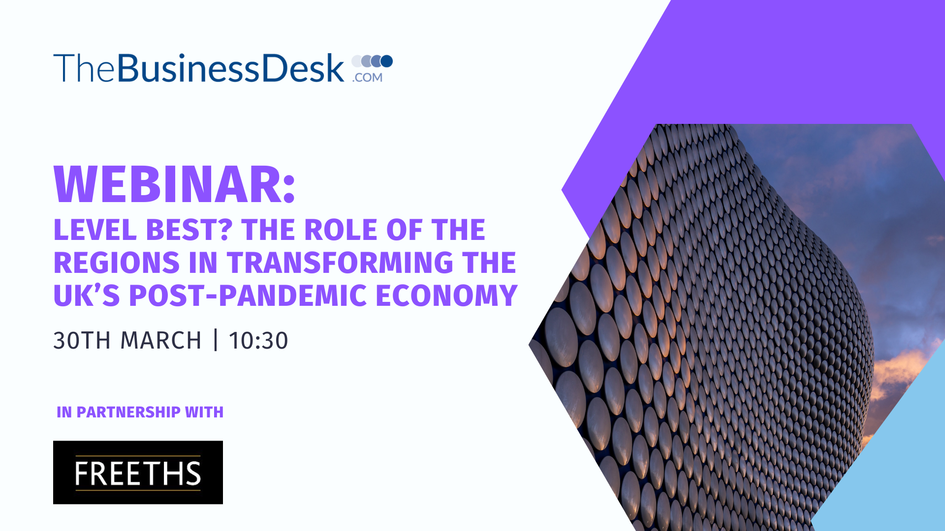 Flyer for a Business Desk webinar on the post-pandemic economy